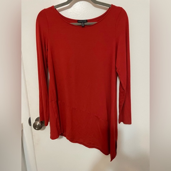 Eileen Fisher Asymmetrical long sleeve Jersey knit stretch burnt orange tunic M - Picture 1 of 7